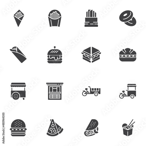 Street food vector icons set