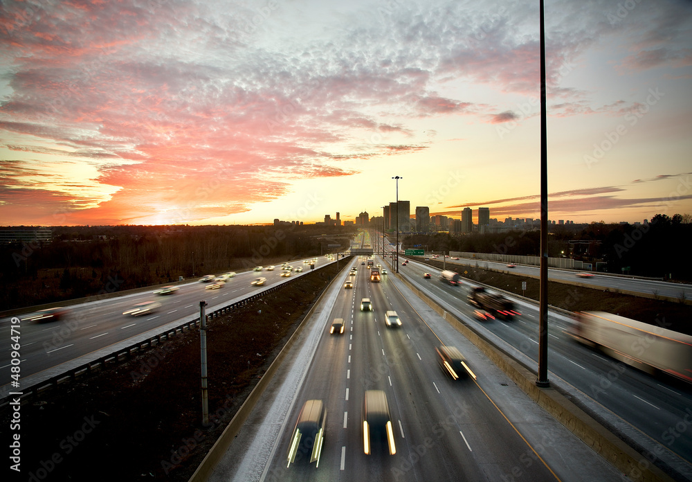 Fototapeta premium Vehicles on Highway 401