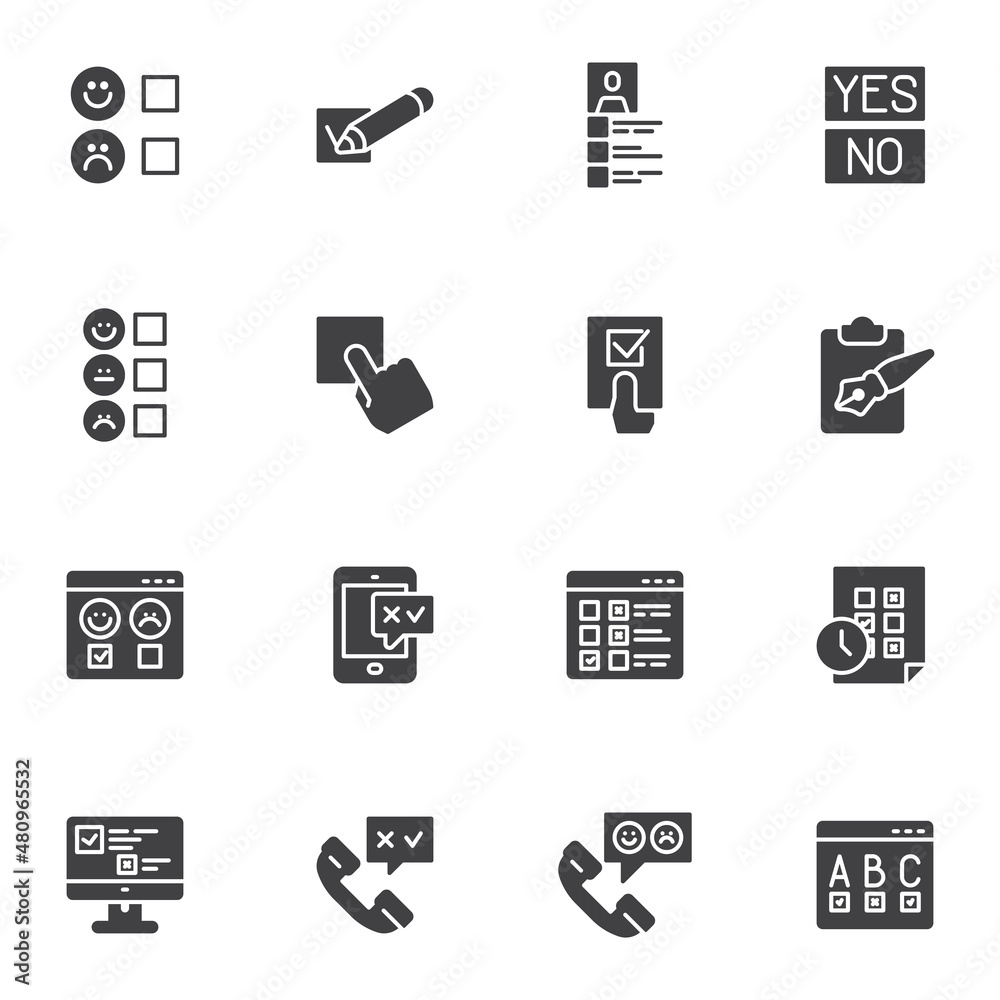 Questionnaire and Survey vector icons set Questionnaire and Survey vector icons set