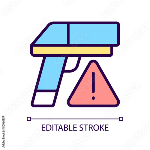Small arms smuggling RGB color icon. Weapon trafficking. Ammunition contraband. Guns trade. Isolated vector illustration. Simple filled line drawing. Editable stroke. Pixel perfect. Arial font used
