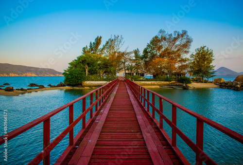 wooden bridge over the river © Gelson
