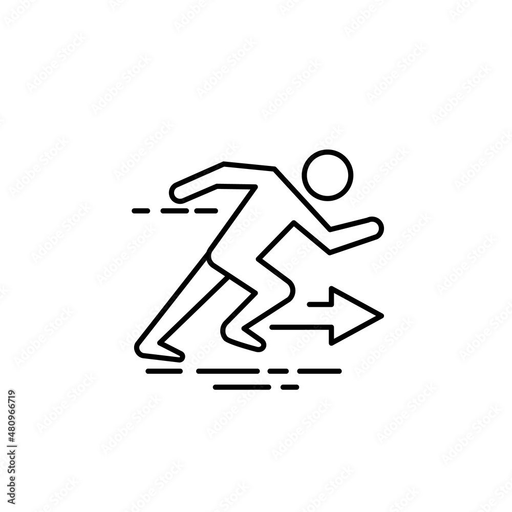 Running human in motion. Simple symbol of run isolated on a white background. Simple element time and timer speed vector icon