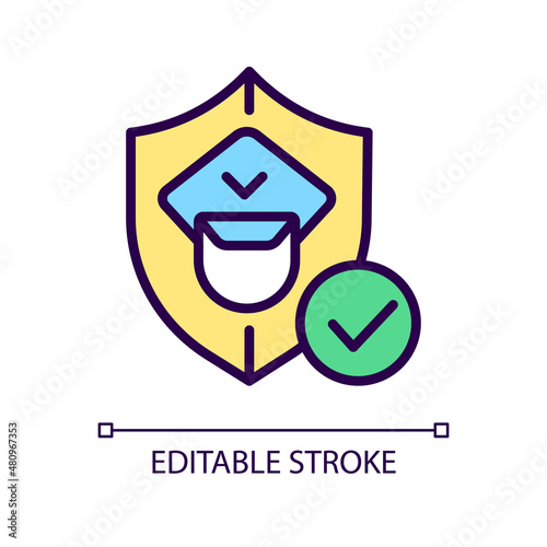 Customs officer RGB color icon. Borders control and security. Enforcement and administration. Isolated vector illustration. Simple filled line drawing. Editable stroke. Pixel perfect. Arial font used