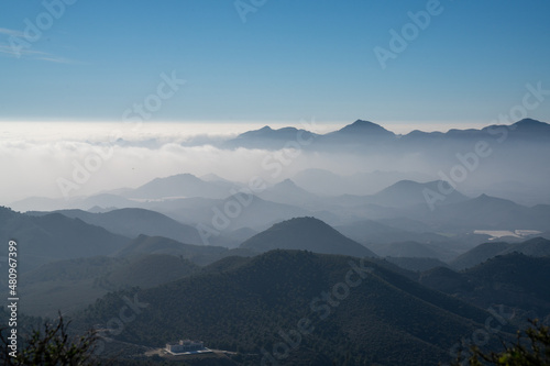view of semi-desert mountain landscape in southern Spain