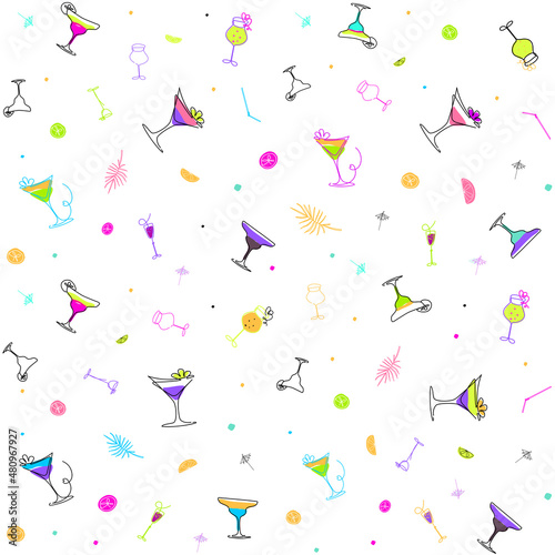 Seamless background with glasses in modern style. Vector pattern.