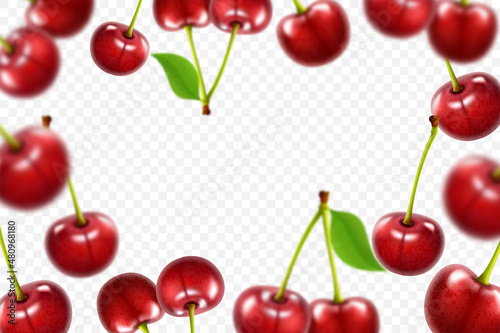 Fotografia Flying red cherry background