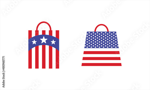 American Flag bag icon symbol design vector illustration template