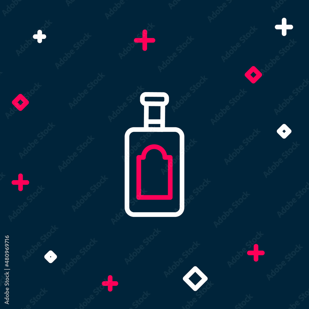 Line Whiskey bottle icon isolated on blue background. Colorful outline concept. Vector Line Whiskey bottle icon isolated on blue background. Colorful outline concept. Vector