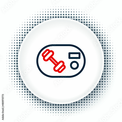 Line Fitness club, gym card icon isolated on white background. Colorful outline concept. Vector