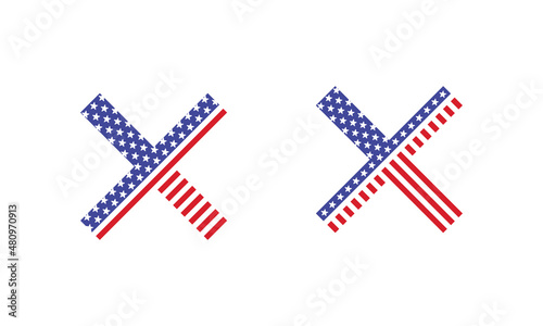 American Flag Close or wrong icon symbol design vector illustration template