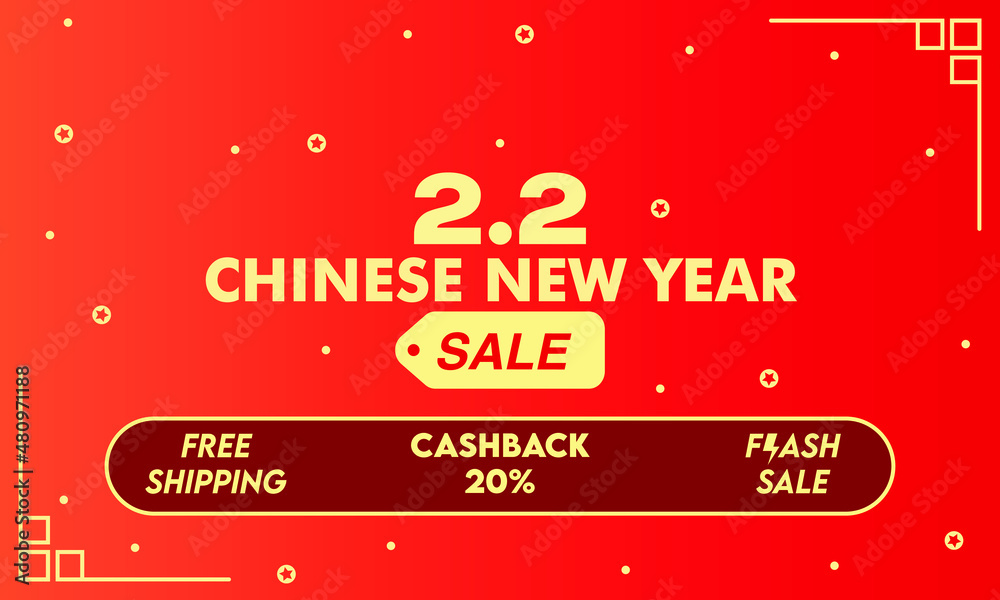 Chinese New Year Sale Banner Vector Illustration Background Template for business, advertising, marketing, promotion, flash sale