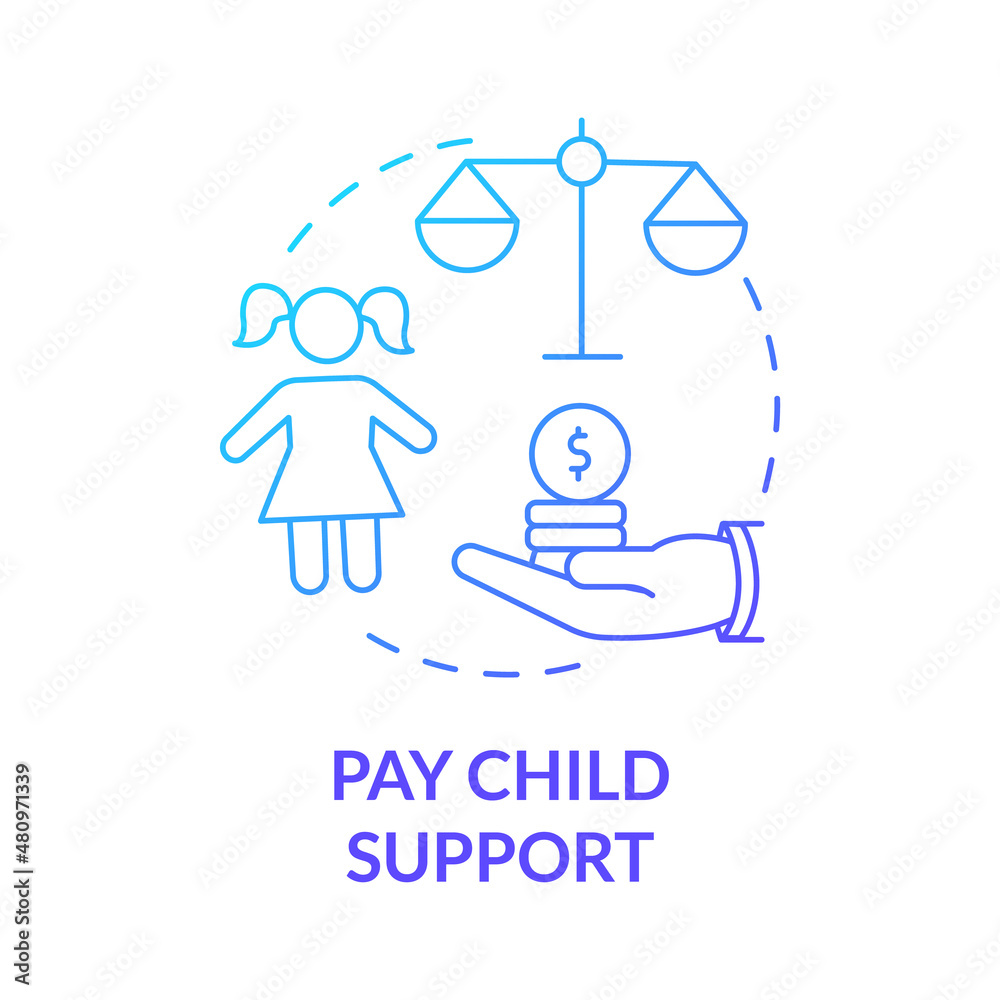 Vecteur Stock Pay child support blue gradient concept icon. Children ...