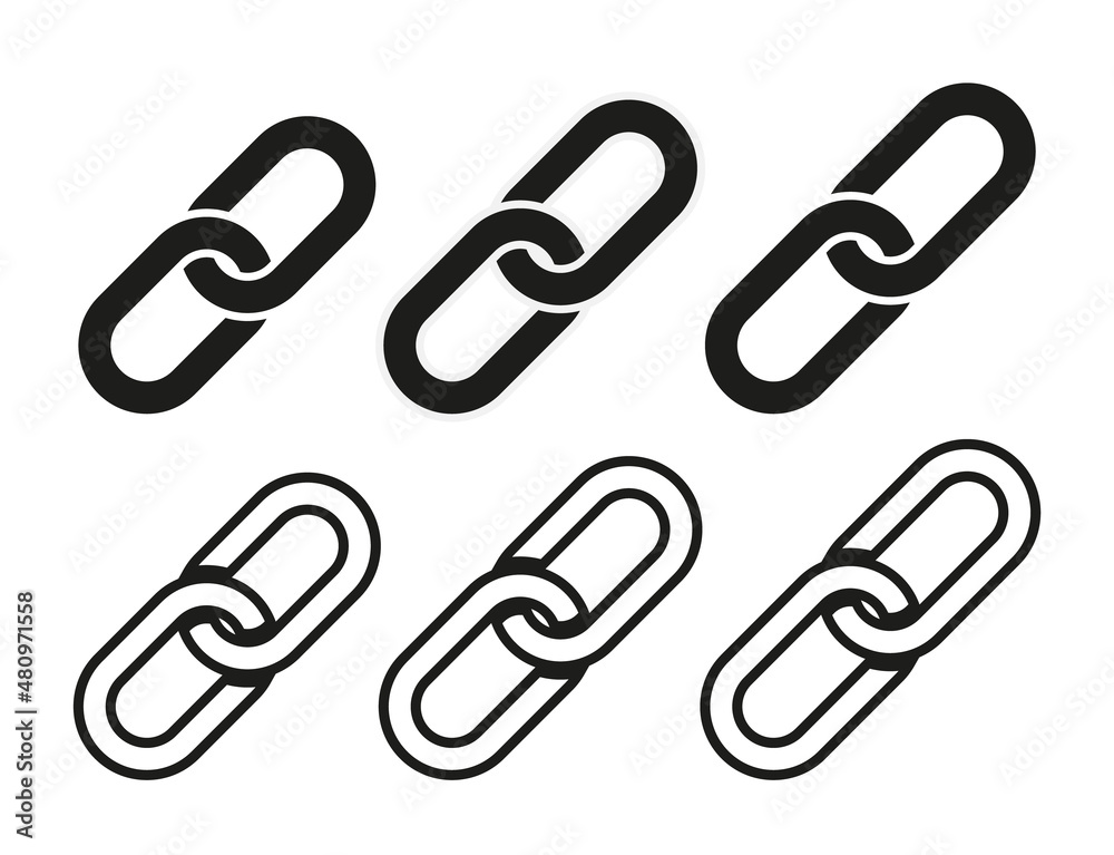Link icon. Link and chain symbol. Web icon of hyperlink, strength and attach. Flat partnership sign. Line pictogram. Graphic outline clip. Set of locks. Vector Link icon. Link and chain symbol. Web icon of hyperlink, strength and attach. Flat partnership sign. Line pictogram. Graphic outline clip. Set of locks. Vector