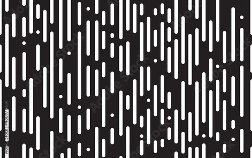 Lines transition seamless pattern. White rounded halftone lines on black background. Irregular geometric texture. Modern black-white abstract wallpaper. Monochrome transition. Vector