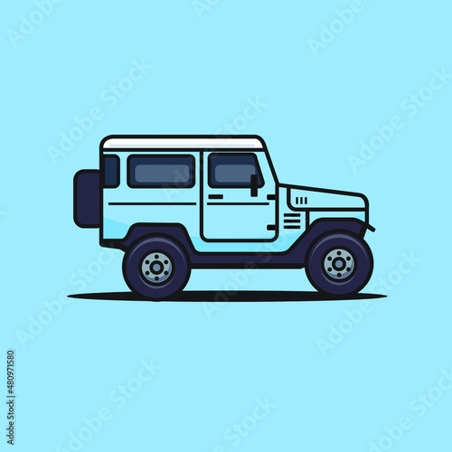 Flat design classic overland truck suv vector isolated