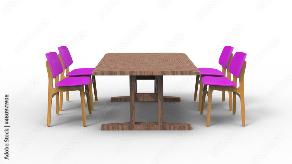 four pink cafe chair with shadow 3d render four pink cafe chair with shadow 3d render