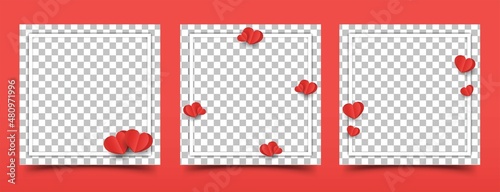 Set of square banner frame with love decoration. Usable for social media post, banner, card, and web.