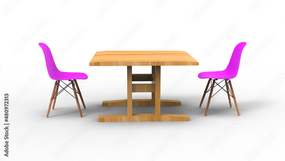 two pink nordic chair with shadow 3d render two pink nordic chair with shadow 3d render
