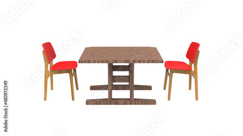 two red cafe chair without shadow 3d render
