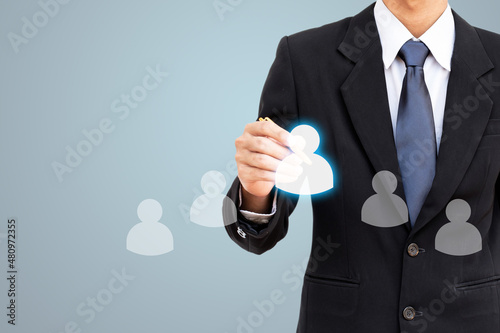 Human resource management  Business man writer concept.