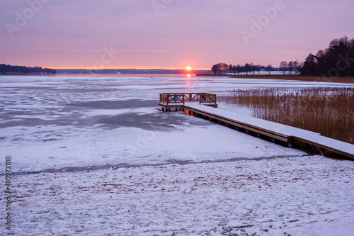 Fototapeta Naklejka Na Ścianę i Meble -  sunrise over the lake in mazury