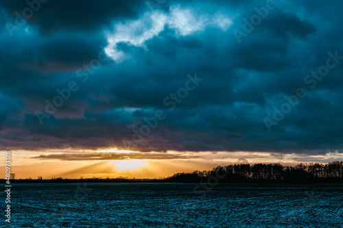Fototapeta Naklejka Na Ścianę i Meble -  sunset over the lake in mazury