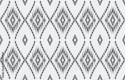 Simple Black White Ogee Ikat Seamless Pattern Print