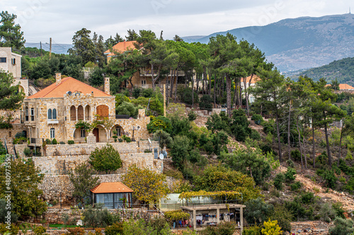 Deir El Qamar village beautiful green landscape and old architecture in mount Lebanon Middle east