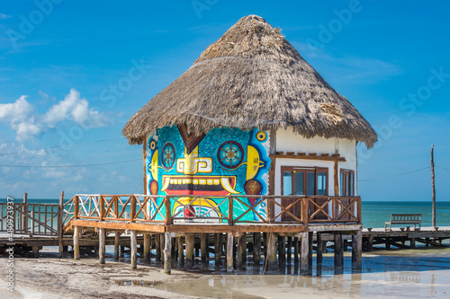 Isla Holbox house on the pier, information office at the Mexican Island photo