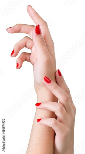Elegant young woman hands with manicure