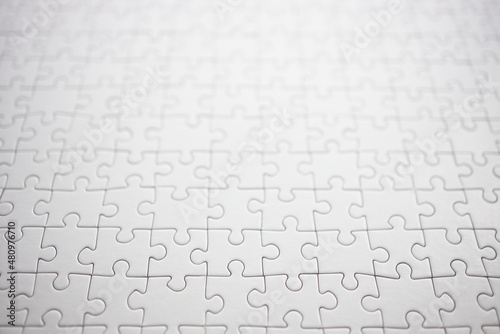 close-up empty white puzzle background with copy space