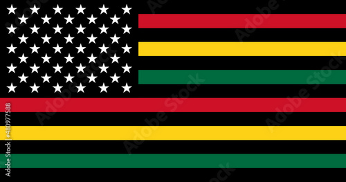Juneteenth Independence Day. Freedom or Emancipation day. Black history month Celebrated annually in February in the USA and Canada. Flag of Black history month. EPS10 vector.