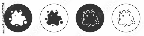 Black Paint spray icon isolated on white background. Circle button. Vector