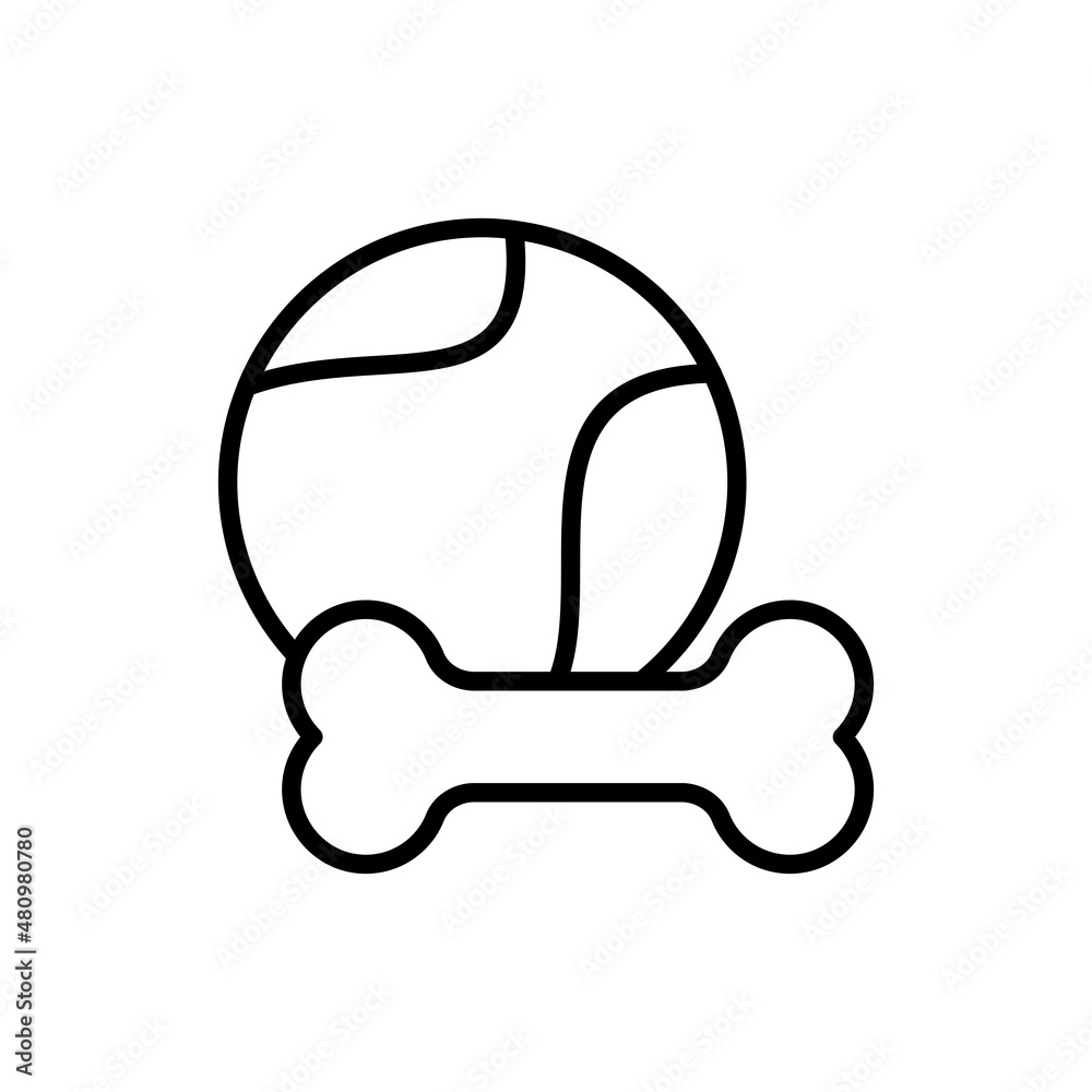 Dog toys thin line icon: ball and bone. Modern vector illustration for pet shop.