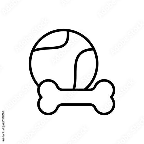 Dog toys thin line icon: ball and bone. Modern vector illustration for pet shop.