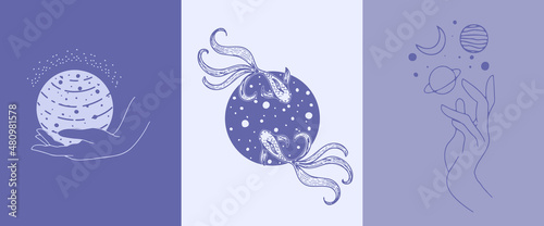 A set of vertical layouts in A4 format in very peri color.