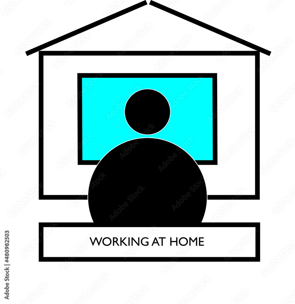 Man working at home concept icon