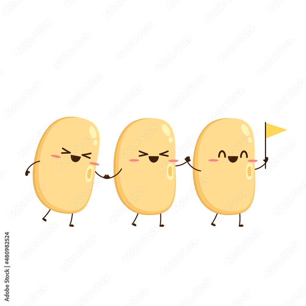 Soybean vector. Soybean character design. Yellow flag vector. Vegetarian Festival. Soybean vector. Soybean character design. Yellow flag vector. Vegetarian Festival.