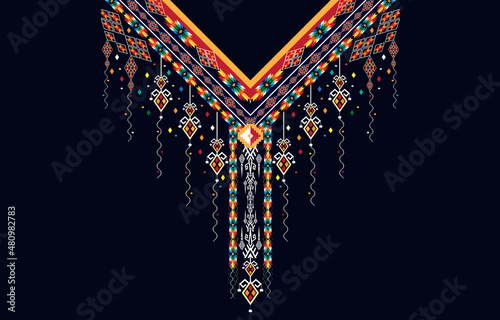 neck embroidery Ethnic,Geometric,tribal,
oriental,traditional,necklace design for 
fashion women,wallpaper,clothing and wrapping.



