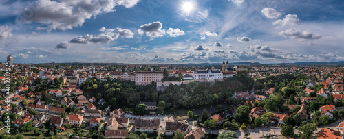 Valokuva Aerial view of the castle district in Veszprem Hungary with the walls, bastions