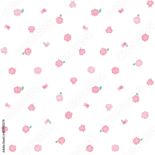 バラの花のエンドレスパターン（EPS時透明背景ピンク）