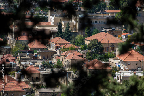 Deir El Qamar village beautiful green landscape and old architecture in mount Lebanon Middle east photo