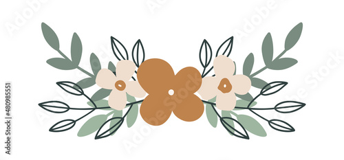 Vector floral arrangement for Valentines Day, Mothers Day and holidays. Blooming bouquet with charming flowers. Hand drawn vector illustration for prints and posters. Colored flat summer illustration