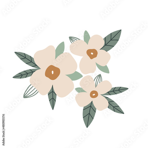 Vector floral arrangement for Valentines Day, Mothers Day and holidays. Blooming bouquet with charming flowers. Hand drawn vector illustration for prints and posters. Colored flat summer illustration