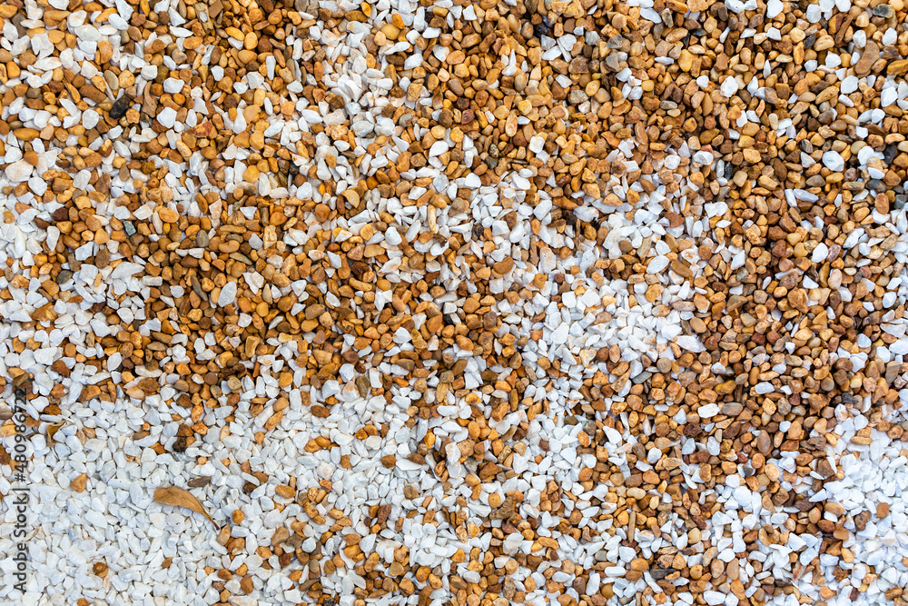 Small pebbles texture and background, pebbles on the ground decorated as walkway in the garden Small pebbles texture and background, pebbles on the ground decorated as walkway in the garden