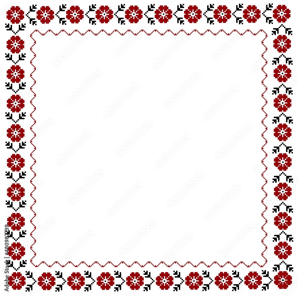 Traditional Ukrainian, Belarusian ornament frame. National floral textile design. Traditional Ukrainian, Belarusian ornament frame. National floral textile design.