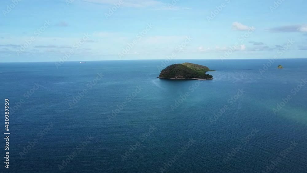 Aerial video of beautiful Double Island and ocean Aerial video of beautiful Double Island and ocean
