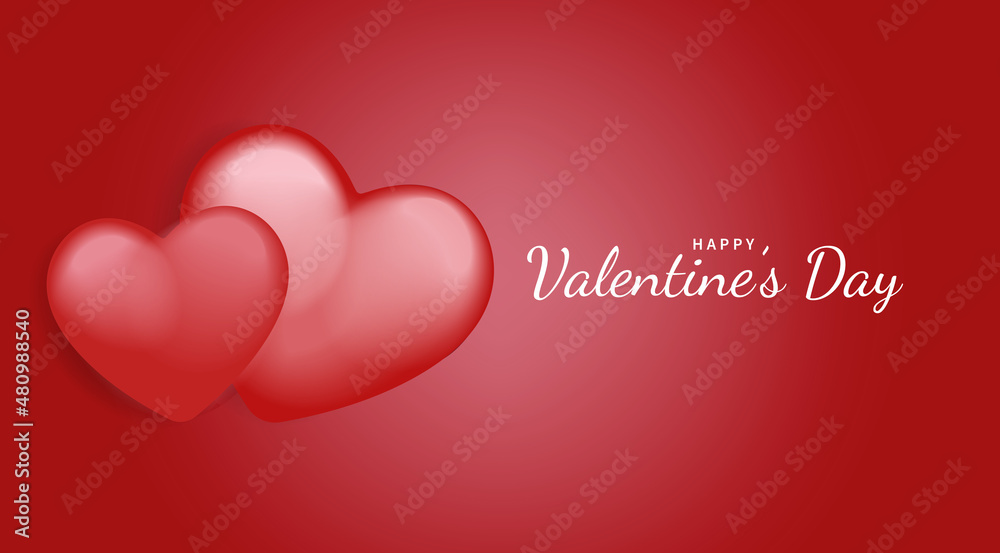 Red background with 3D heart vector for happy valentine's day banner background illustration design Red background with 3D heart vector for happy valentine's day banner background illustration design