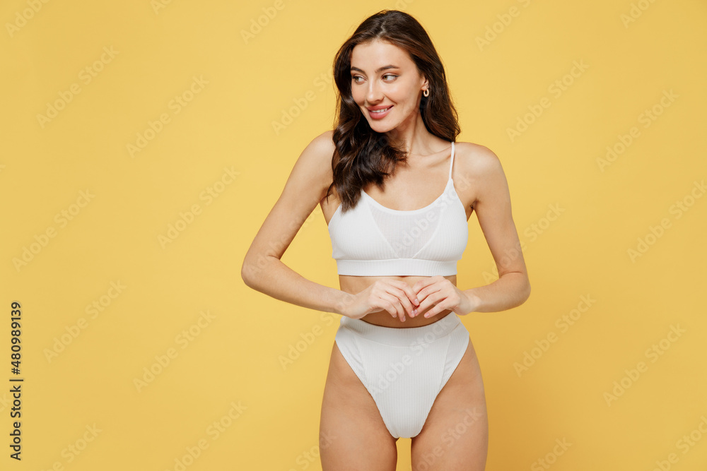 Beautiful Woman with Perfect Body in White Bodysuit Stock Image