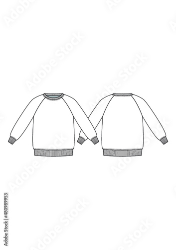 Raglan Sweatshirt Technical Fashion Drawing